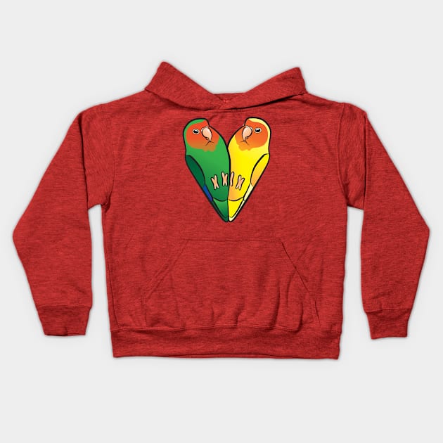 Lovebird Hearts Kids Hoodie by punkburdarts